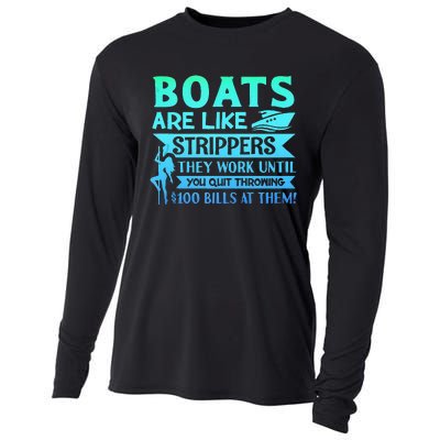 Boats Pun Boats Are Like Strippers Boat Owner Cooling Performance Long Sleeve Crew