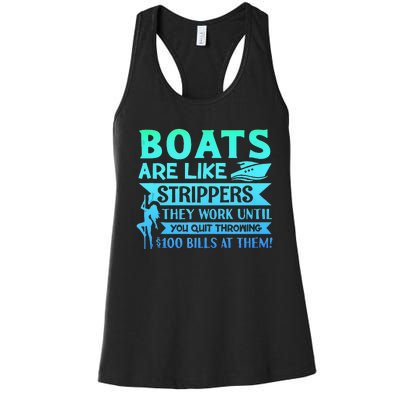 Boats Pun Boats Are Like Strippers Boat Owner Women's Racerback Tank