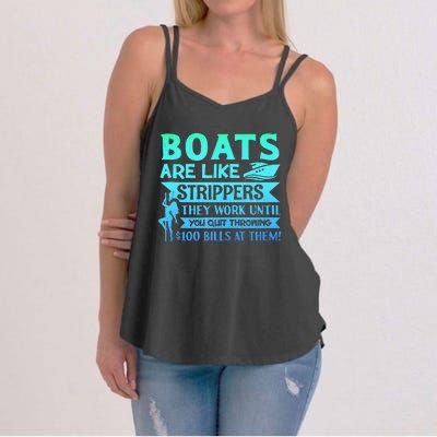 Boats Pun Boats Are Like Strippers Boat Owner Women's Strappy Tank