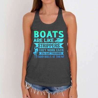 Boats Pun Boats Are Like Strippers Boat Owner Women's Knotted Racerback Tank