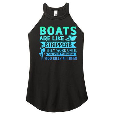 Boats Pun Boats Are Like Strippers Boat Owner Women's Perfect Tri Rocker Tank