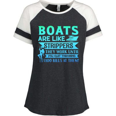 Boats Pun Boats Are Like Strippers Boat Owner Enza Ladies Jersey Colorblock Tee