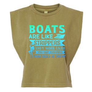 Boats Pun Boats Are Like Strippers Boat Owner Garment-Dyed Women's Muscle Tee