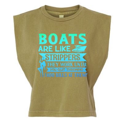 Boats Pun Boats Are Like Strippers Boat Owner Garment-Dyed Women's Muscle Tee