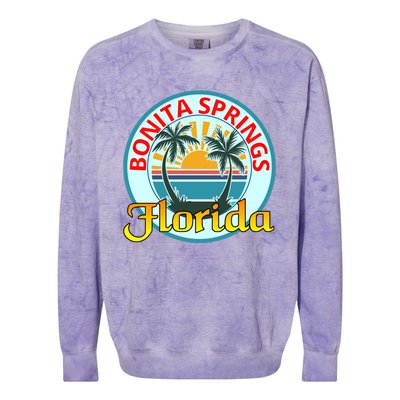 Beach Please Bonita Springs Florida Beach Spring Break Gift Colorblast Crewneck Sweatshirt