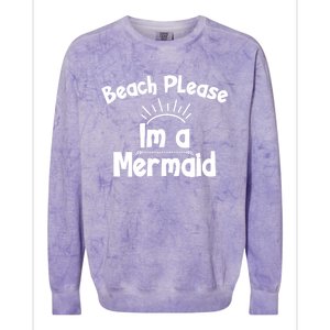 Beach Please Beach Summer Palm Trees Mermaid Funny Gift Colorblast Crewneck Sweatshirt