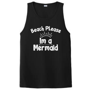 Beach Please Beach Summer Palm Trees Mermaid Funny Gift PosiCharge Competitor Tank