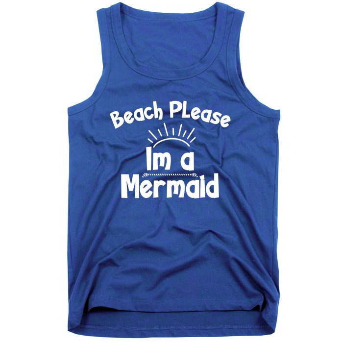 Beach Please Beach Summer Palm Trees Mermaid Funny Gift Tank Top