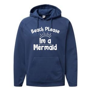 Beach Please Beach Summer Palm Trees Mermaid Funny Gift Performance Fleece Hoodie