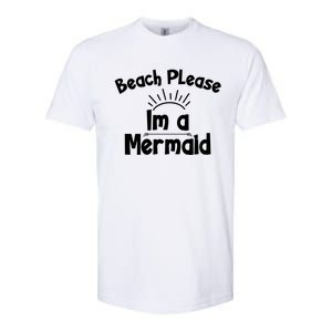 Beach Please Beach Summer Palm Trees Mermaid Funny Gift Softstyle CVC T-Shirt