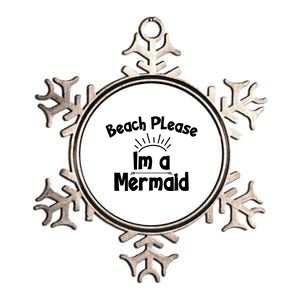 Beach Please Beach Summer Palm Trees Mermaid Funny Gift Metallic Star Ornament