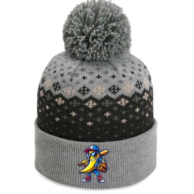 Banana Playing Baseball Fruit Lover Baseball The Baniff Cuffed Pom Beanie