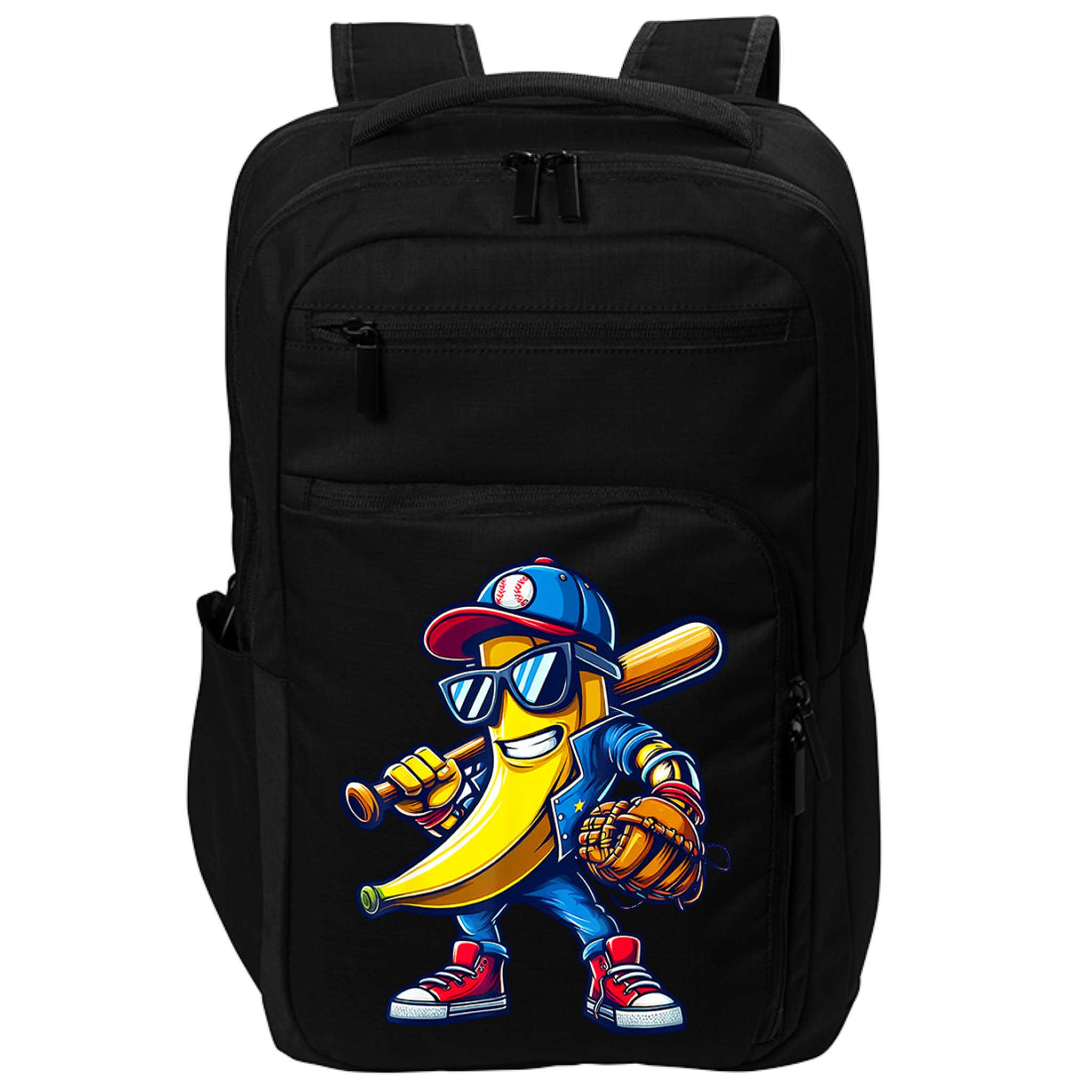 Banana Playing Baseball Fruit Lover Baseball Impact Tech Backpack