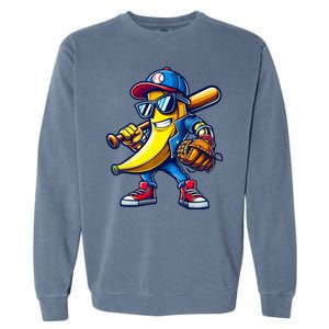 Banana Playing Baseball Fruit Lover Baseball Garment-Dyed Sweatshirt