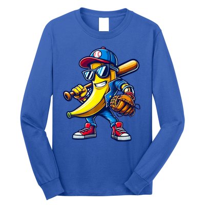 Banana Playing Baseball Fruit Lover Baseball Long Sleeve Shirt