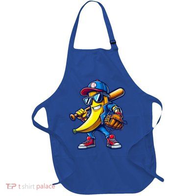 Banana Playing Baseball Fruit Lover Baseball Full-Length Apron With Pockets