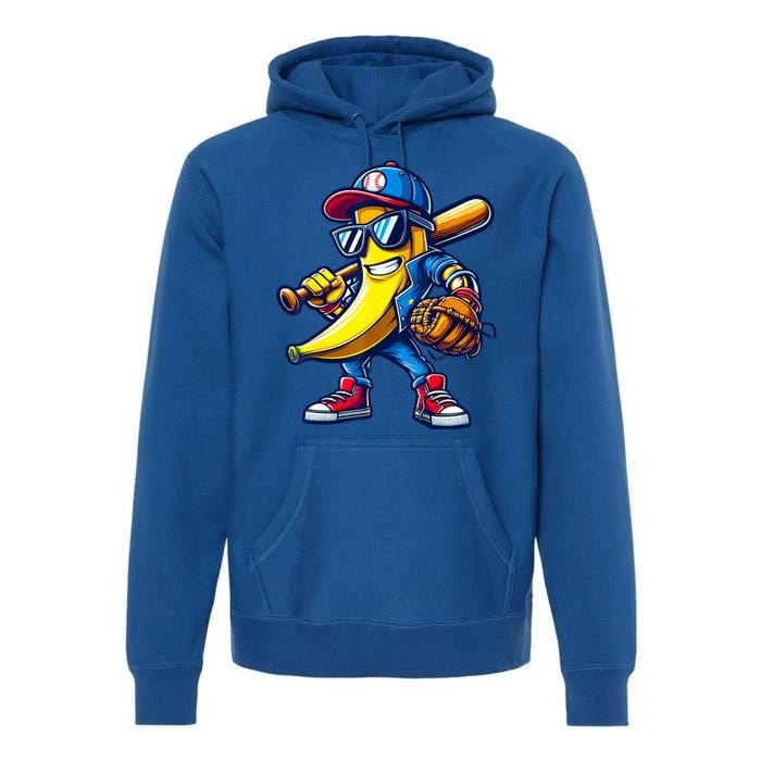 Banana Playing Baseball Fruit Lover Baseball Premium Hoodie