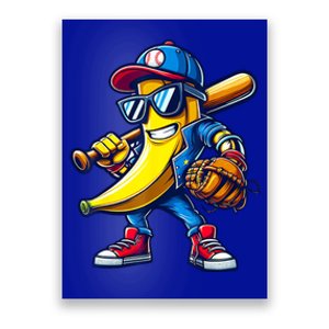 Banana Playing Baseball Fruit Lover Baseball Poster