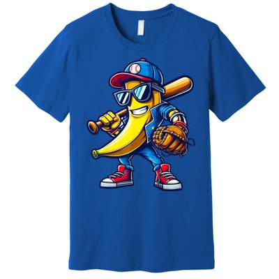 Banana Playing Baseball Fruit Lover Baseball Premium T-Shirt