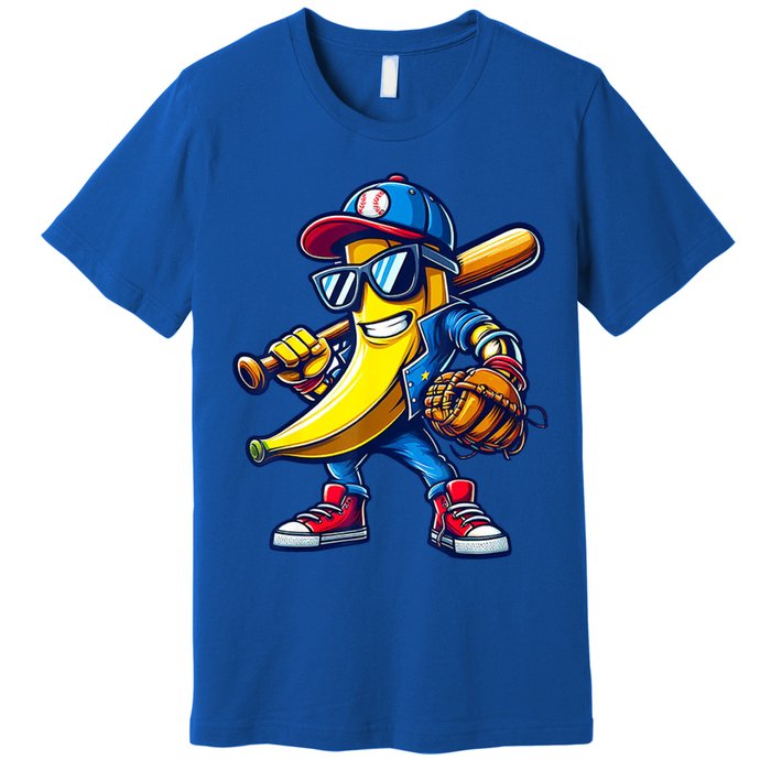 Banana Playing Baseball Fruit Lover Baseball Premium T-Shirt