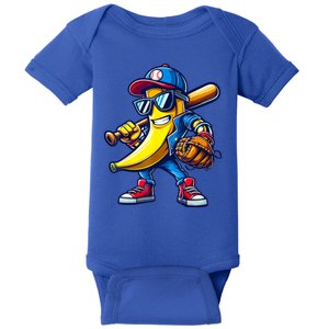 Banana Playing Baseball Fruit Lover Baseball Baby Bodysuit