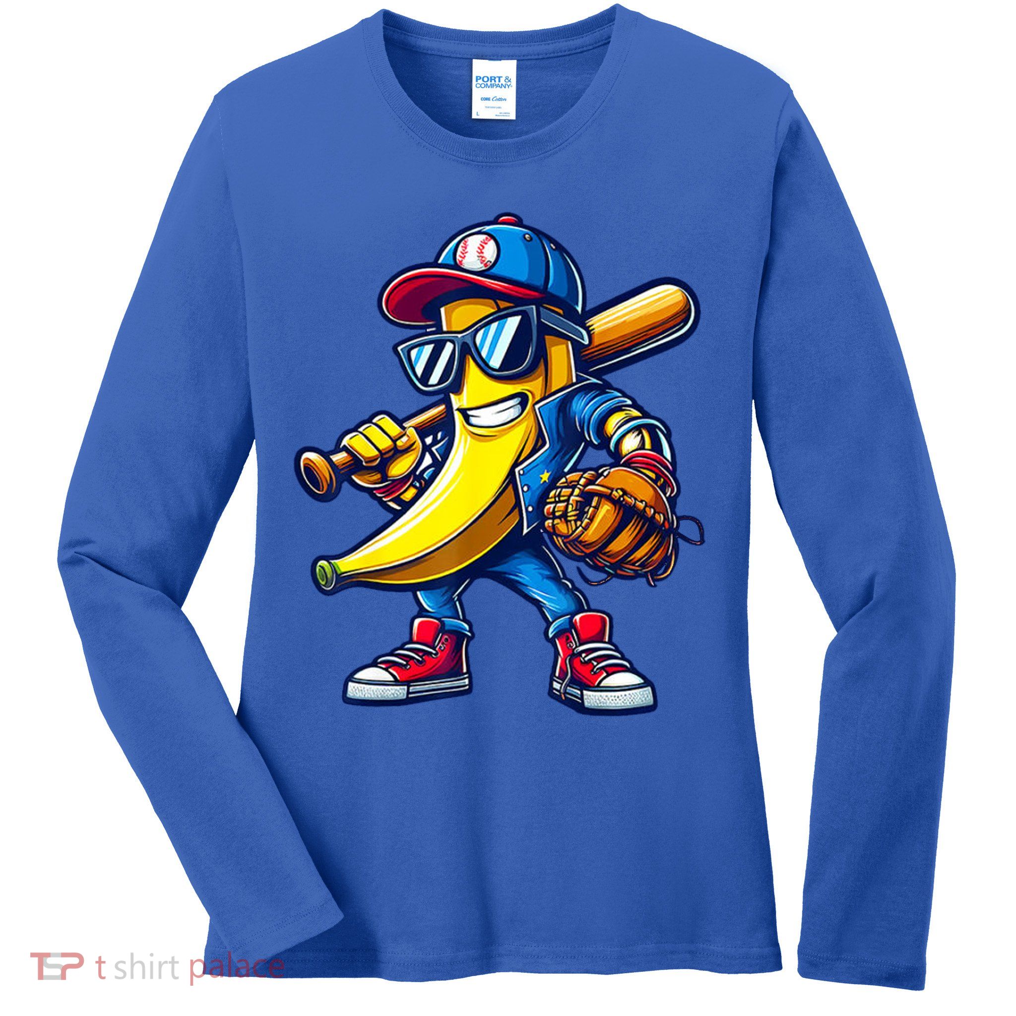 Banana Playing Baseball Fruit Lover Baseball Ladies Long Sleeve Shirt