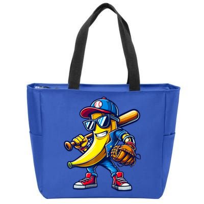 Banana Playing Baseball Fruit Lover Baseball Zip Tote Bag