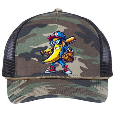 Banana Playing Baseball Fruit Lover Baseball Retro Rope Trucker Hat Cap