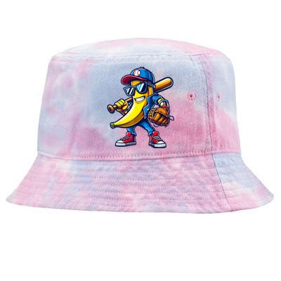 Banana Playing Baseball Fruit Lover Baseball Tie-Dyed Bucket Hat