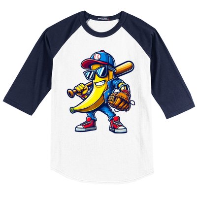 Banana Playing Baseball Fruit Lover Baseball Baseball Sleeve Shirt