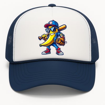 Banana Playing Baseball Fruit Lover Baseball Trucker Hat