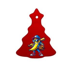 Banana Playing Baseball Fruit Lover Baseball Ceramic Tree Ornament