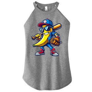 Banana Playing Baseball Fruit Lover Baseball Women's Perfect Tri Rocker Tank