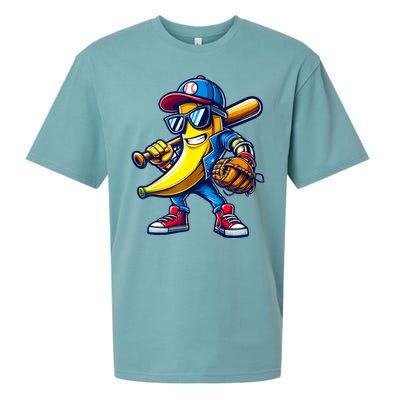 Banana Playing Baseball Fruit Lover Baseball Sueded Cloud Jersey T-Shirt