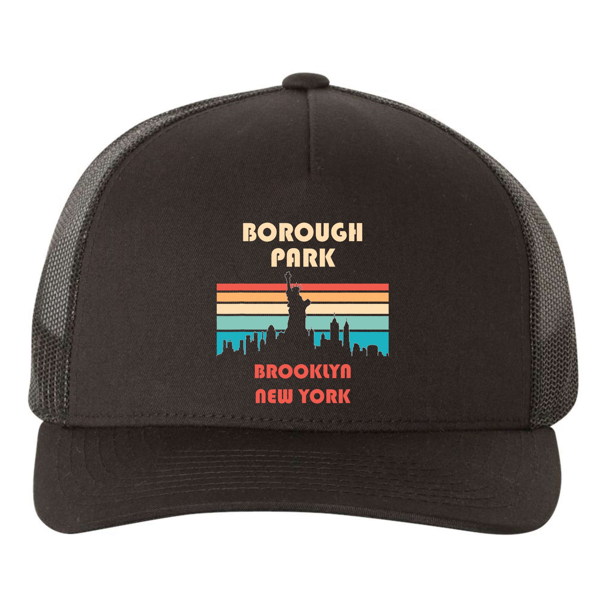 Borough Park Brooklyn New York Retro Vintage Yupoong Adult 5-Panel Trucker Hat