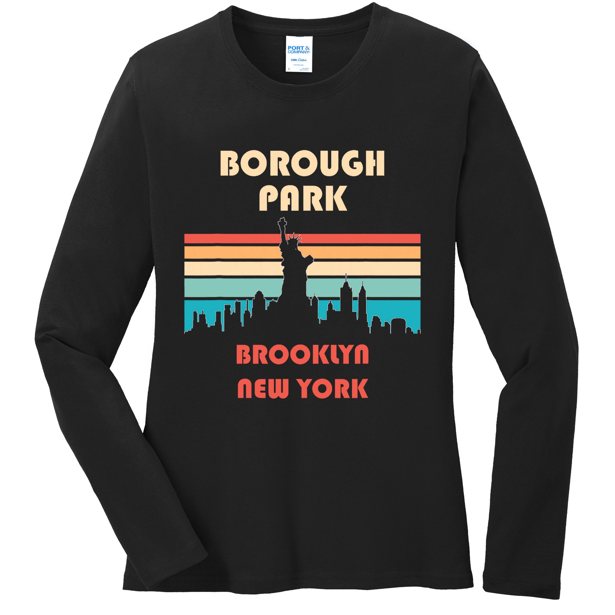 Borough Park Brooklyn New York Retro Vintage Ladies Long Sleeve Shirt