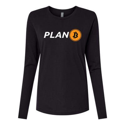 Bitcoin Plan B Logo Hodl Crypto Moon Symbol Freedom Great Gift Womens Cotton Relaxed Long Sleeve T-Shirt