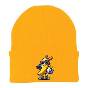 Banana Playing Baseball Fruit Lover Baseball Player Knit Cap Winter Beanie