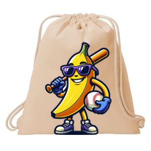 Banana Playing Baseball Fruit Lover Baseball Player Drawstring Bag