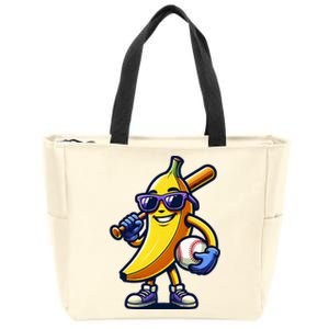 Banana Playing Baseball Fruit Lover Baseball Player Zip Tote Bag