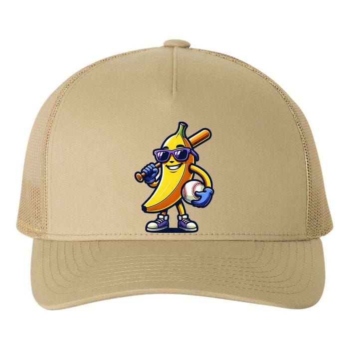 Banana Playing Baseball Fruit Lover Baseball Player Yupoong Adult 5-Panel Trucker Hat