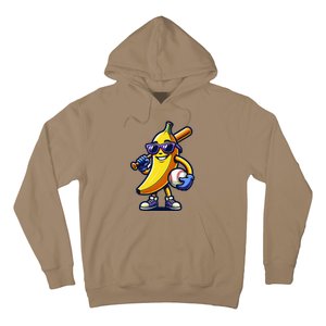 Banana Playing Baseball Fruit Lover Baseball Player Hoodie