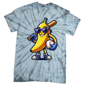 Banana Playing Baseball Fruit Lover Baseball Player Tie-Dye T-Shirt