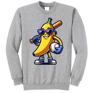 Banana Playing Baseball Fruit Lover Baseball Player Sweatshirt