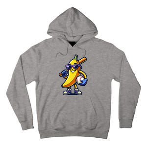 Banana Playing Baseball Fruit Lover Baseball Player Tall Hoodie