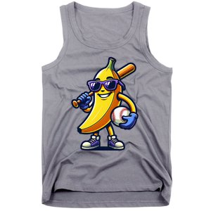 Banana Playing Baseball Fruit Lover Baseball Player Tank Top