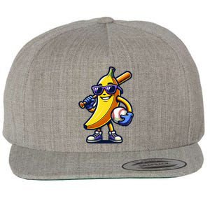 Banana Playing Baseball Fruit Lover Baseball Player Wool Snapback Cap