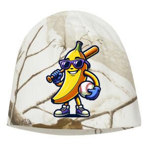 Banana Playing Baseball Fruit Lover Baseball Player Kati - Camo Knit Beanie