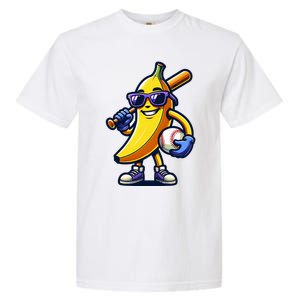 Banana Playing Baseball Fruit Lover Baseball Player Garment-Dyed Heavyweight T-Shirt