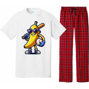 Banana Playing Baseball Fruit Lover Baseball Player Pajama Set